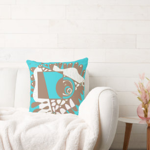 Bird’s Nest - Turquoise Brown Cushion