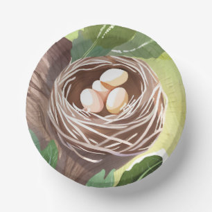 Bird’s Nest Watercolor Eggs Nature Paper Plate