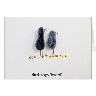 Bird says 'tweet' cute blue ceramic couple