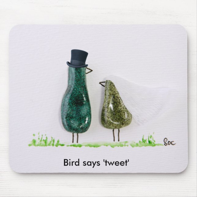 Bird says 'tweet' mouse mat (Front)