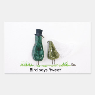 Bird says 'tweet' rectangular sticker