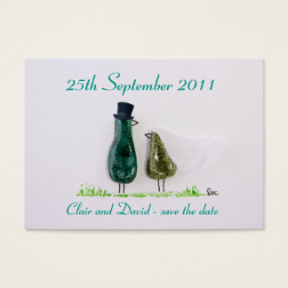 Bird says 'tweet' wedding green ceramic couple