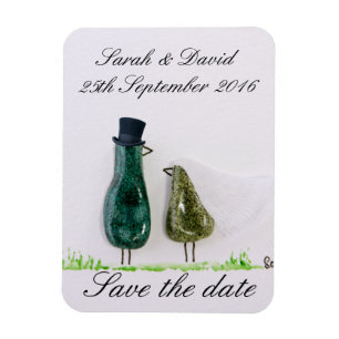 Bird says 'tweet' wedding green ceramic couple magnet