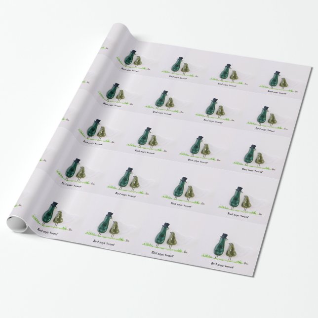 Bird says 'tweet' wrapping paper (Unrolled)