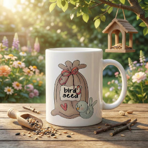 Bird Seed Bag with Bow and Heart  Coffee Mug