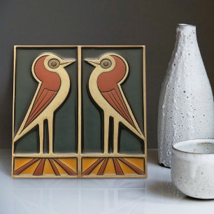 Bird Seventies Sunrise Art Deco Wall Decor Tile