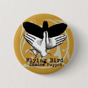 Bird Shadow Puppet Hand Vintage 6 Cm Round Badge