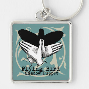 Bird Shadow Puppet Hand Vintage Key Ring