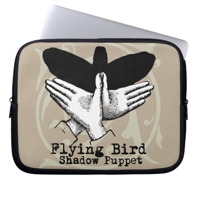 Bird Shadow Puppet Hand Vintage Laptop Sleeve (Front)