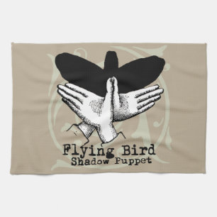 Bird Shadow Puppet Hand Vintage Tea Towel