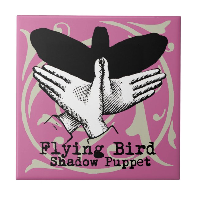 Bird Shadow Puppet Hand Vintage Tile (Front)