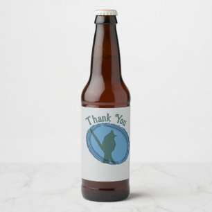 Bird Silhouette Appreciation Blue Grey Thank You Beer Bottle Label