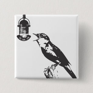 BIRD SINGING 15 CM SQUARE BADGE