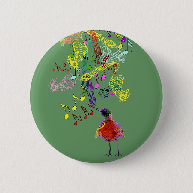 Bird Singing 6 Cm Round Badge (Front)
