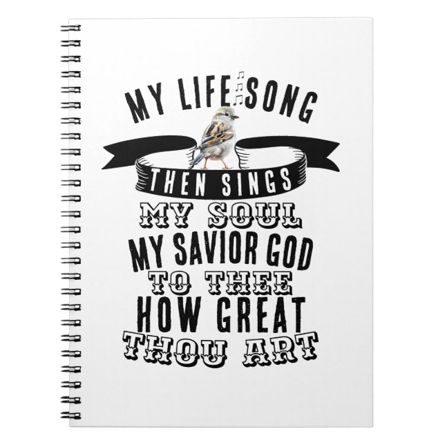 Bird Singing How Great Thou Art Hymn Christian Notebook (Front)