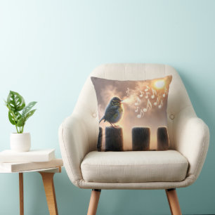 Bird Singing In Morning Sunshine Cushion