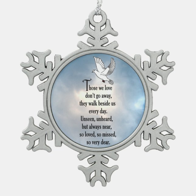 Bird "So Loved" Poem Snowflake Pewter Christmas Ornament (Front)