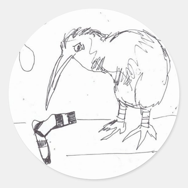 bird sock classic round sticker (Front)