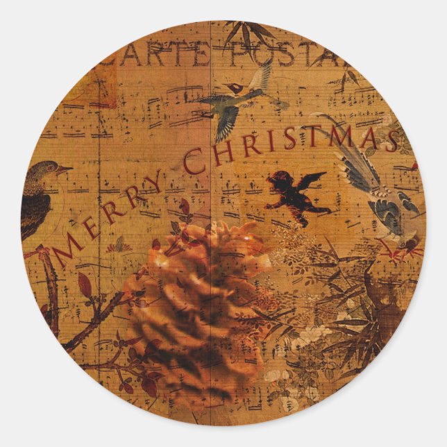 Bird Song Christmas Classic Round Sticker (Front)