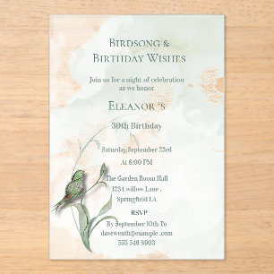 Bird songs and best wishes Acrylic invitation