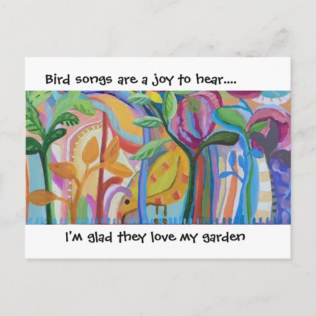 Bird songs from the garden announcement postcard (Front)
