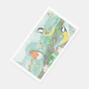 Bird Songs of Spring Day Illustration Napkin