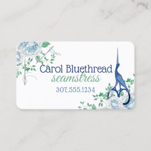Bird stork sewing scissors seamstress quilting business card