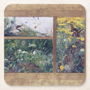 Bird Studies, Bruno Liljefors Square Paper Coaster