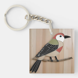 Bird Stylised Paper Artwork Key Ring