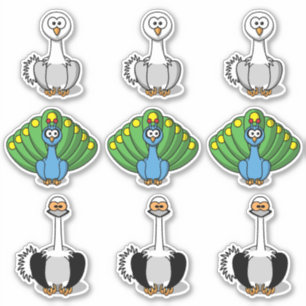 Bird Swan, Peacock, Ostrich Cartoon