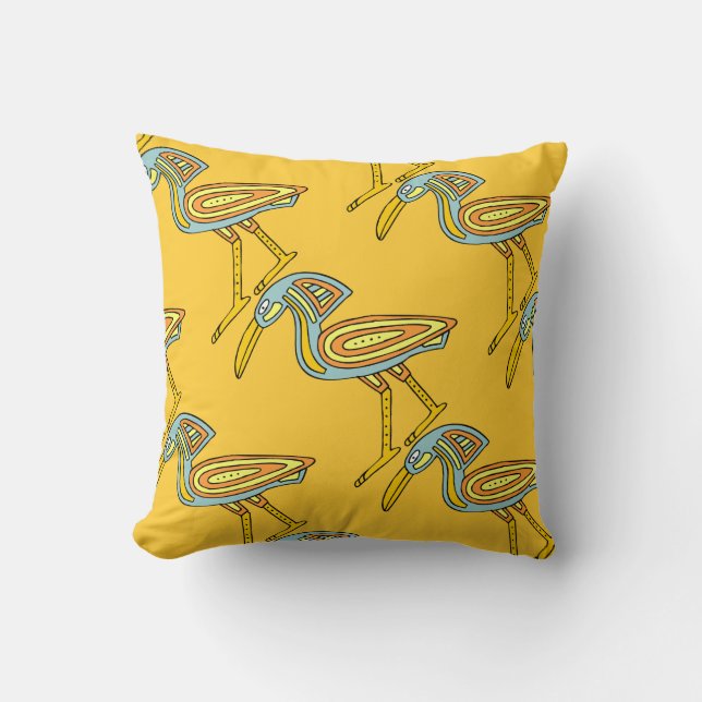 Bird Symbol Egyptian Design Throw Pillow (Front)