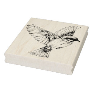 Bird Taking Flight Vintage Rubber Art Stamp