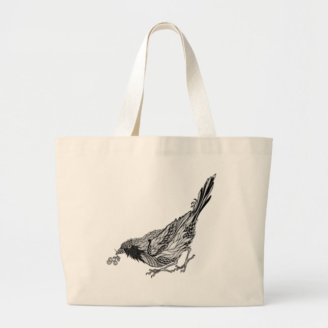 Bird Tattoo Large Tote Bag (Front)