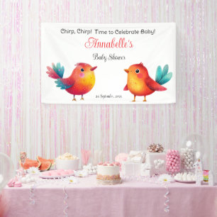 Bird-Themed Baby Shower Cute Watercolor Banner