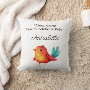 Bird-Themed Baby Shower Cute Watercolor Cushion