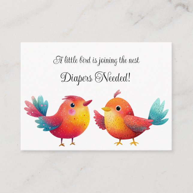Bird-Themed Baby Shower Cute Watercolor Enclosure Card (Front)