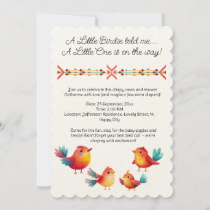 Bird-Themed Baby Shower Cute Watercolor Invitation