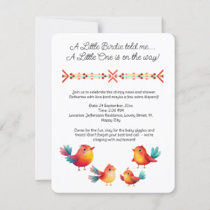Bird-Themed Baby Shower Cute Watercolor Invitation