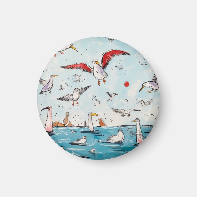 Bird themed magnet seagul magnet (Front)