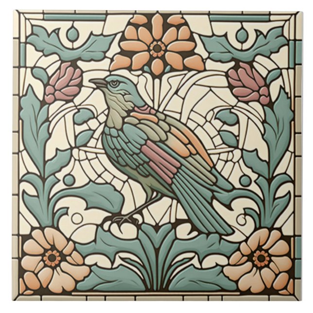 Bird tile Art Nouveau (Front)