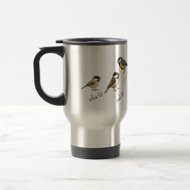 Bird Travel Mug – Garden Birds Watercolour  (Left)
