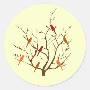 Bird Tree Classic Round Sticker
