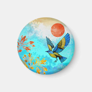 Bird Tree Sun Magnet
