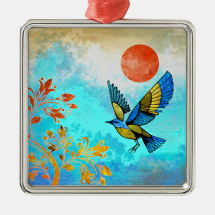 Bird Tree Sun Metal Tree Decoration