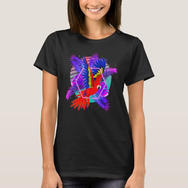 Bird  Tropical Animal  Retro Vaporwave Parrot T-Shirt (Front)