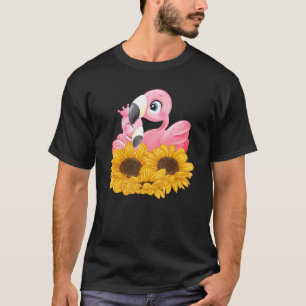 Bird Tropical Zoo Animal Hippie Sunflower Flamingo T-Shirt