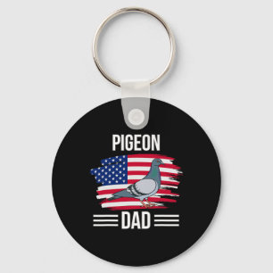 Bird Us Flag 4th Of July Father's Day Pigeon Dad Key Ring