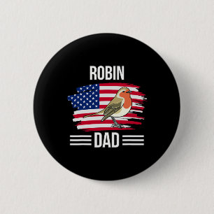 Bird Us Flag 4th Of July Father's Day Robin Dad 6 Cm Round Badge
