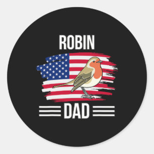 Bird Us Flag 4th Of July Father's Day Robin Dad  Classic Round Sticker