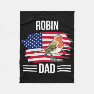 Bird Us Flag 4th Of July Father's Day Robin Dad Fleece Blanket